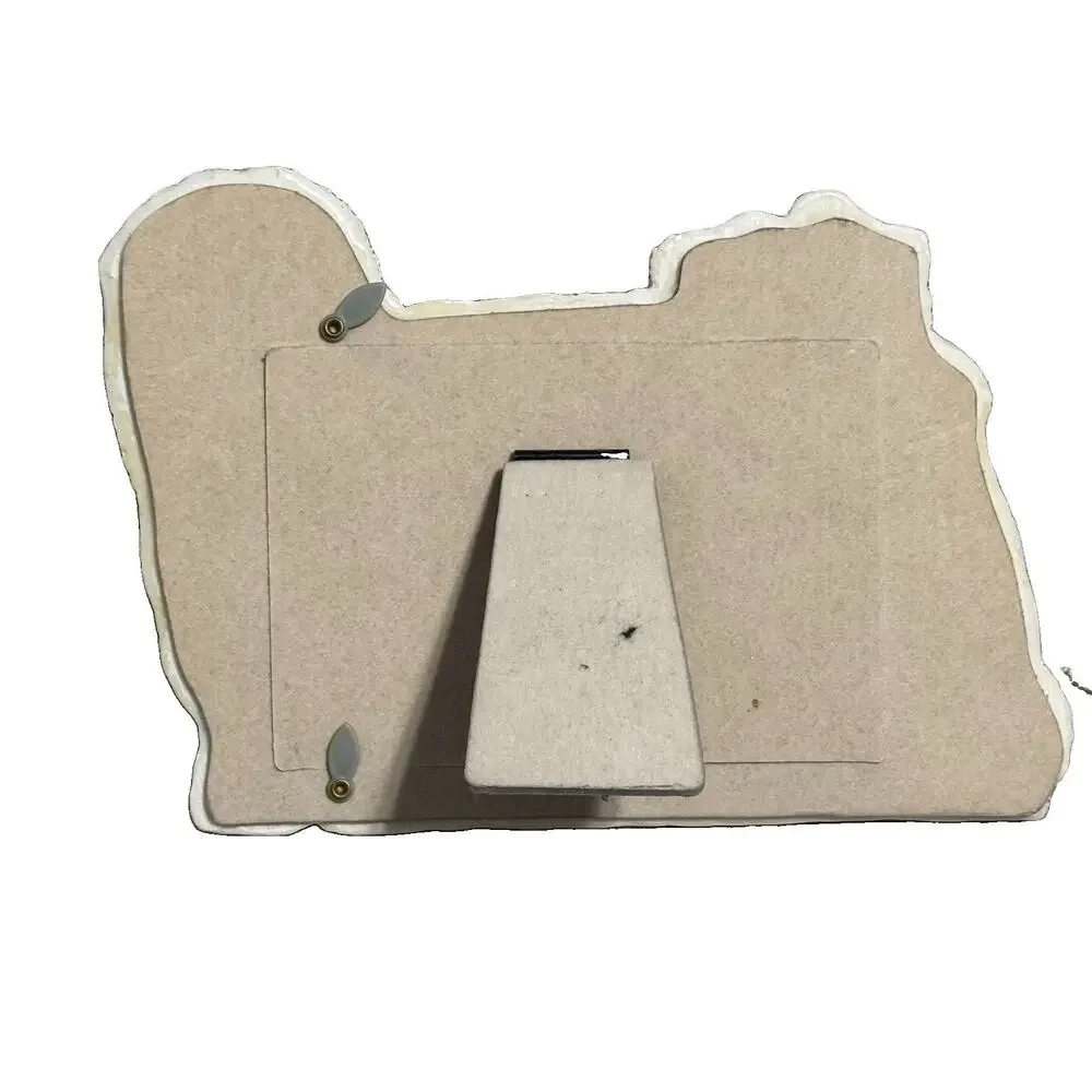 Dog Bichon Frise Figurine Photo Frame Fits 4×6 Photo. Poly Resin